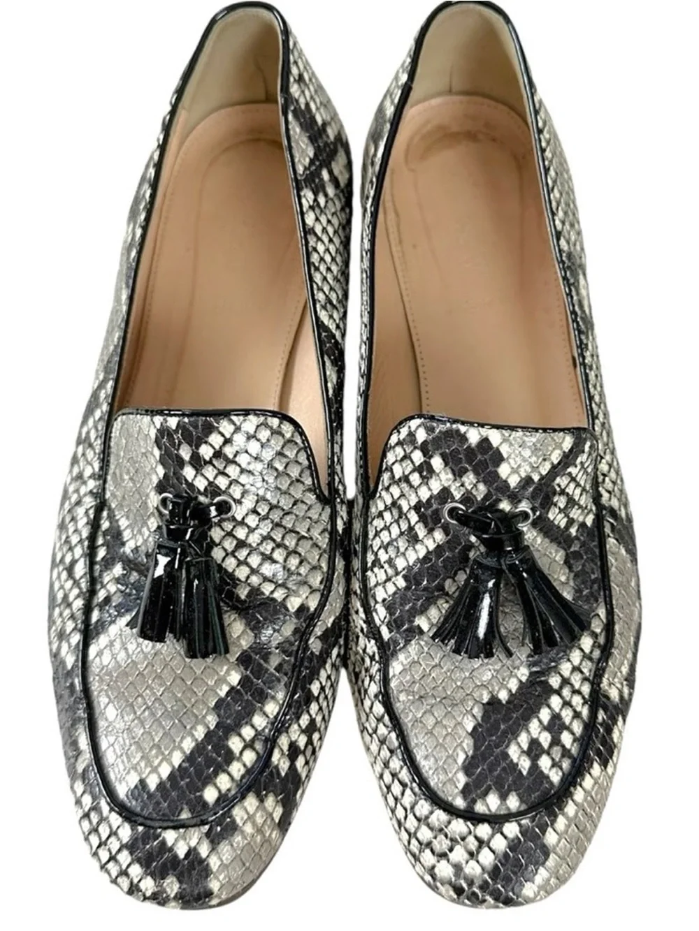 J. Crew Charlie Tassel Snakeskin Loafers. Size 9. New.